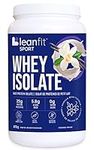 LEANFIT Sport Grass-Fed 100% WHEY ISOLATE Protein Powder, Natural Vanilla, Gluten Free, Keto-Friendly, Zero Sugar, Low Carb, 25g Protein, 29 Servings, 870g Tub