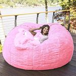 Giant Bean Bag Chairs Cover, 5/6/7ft Soft Fluffy Lazy Sofa Plush Beanbag Chair Durable Comfortable Oversized Round Cover for Kids Teens and Adults (No Filler)