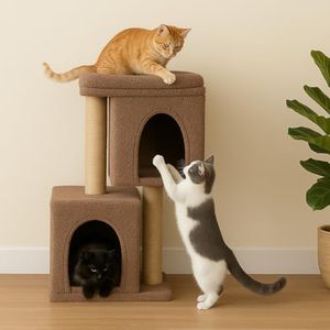 Wudyhub Cat Tree Indoor Climbing Activity Tower with Scratching Posts | Cat-37-Brown | 40x30x80 cm
