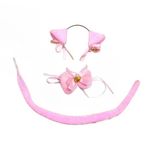 Cat Cosplay Costume Set, Plush Furry Cat Headband Bracelet Long Fox Tail Cat Ears Headwear and Cat Tail