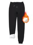 Women's Fleece Lined Joggers Solid Soft Warm Pants Athletic Trousers Drawstring Sweatpants with Pockets (A Black, M)