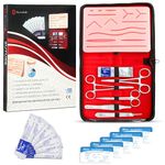 Suture Practice Kit for Medical Students, Nurses, Beginners – 3 Layer Suturing Practice Pad with 14 Pre-Cut Points, Suturing Practice Kit Training Instruments Sutures & Carry Case