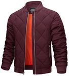 TACVASEN Active Jackets for Men Slim Fit Waterproof Varsity Coat with Zipper Pocket Red M