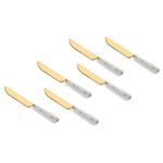 MGeezz Stainless Knife Set for Home Kitchen & Restaurant Cutlery Dinner Table with Ceramic Handle(Golden Big Knife Set of 6)