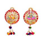 Auspicious Laxmi Ganesh Shubh Labh Toran Bandanwar Door Wall Hangings Wall for Festival diwali decor Decorations Gifts Handcrafted Religious Showpiece for Home office Temple Decor(Size:-14'' X 7'')