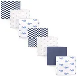 Hudson Baby Unisex Baby Cotton Flannel Receiving Blankets Bundle, Blue Whale, One Size