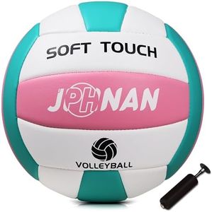 JPHNAN Size 5 Volleyball Ball Soft Indoor Volleyballs Outdoor Beach Volleyball for Gym Training Play Game Lightweight with 1 Plastic Pump and Needle