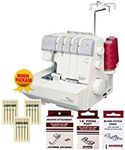 Janome MyLock 634D Overlock Serger, with Self Threading Lower Looper, Differential Feed, 2 needle, 2/3/4 Thread Overlock Stitching with FREE BONUS PACKAGE!