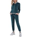 Totatuit Womens Velour Tracksuit Set Long Sleeve Full Zipper Sweatsuit Casual Jogging Suits Workout Pants Green X-Large