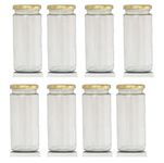 Pure Source India Kitchen Storage long Bamboo Glass Jars For Sauce, Pickle, Cereal, Spice, Spaghetti Noodles (200 ml, Transparent) -Pack of (2)