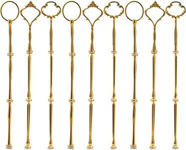 Tosnail 9 Sets 3 Tier Cupcake Stand Fittings, Cake Stand Hardware, Dessert Serving Trays Support Rod, Tiered Resin Plates, Crafts Making and Decoration - Gold