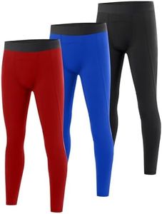 EoBeKee Boys Compression Leggings, Youth Athletic Basketball Base Layer Pants, Kids Quick Dry Tights for Sports Football
