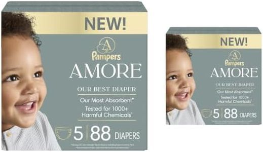 Pampers Amore Diapers Size 5, 2 x 88 Count, with Pampers Aqua Pure Water Based Baby Wipes 12X Flip-Top Packs (672 Count)