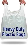 PWgoods Plastic Carrier Bags | Standard Retail Size 13x19x23 | 100 Pack | Heavy Duty Large Plastic Bags | Plastic Bags with Handles | White bags | Carry Bag | Large Carrier bags