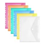 6 PCS Binder Pocket Plastic File Folder A4 Waterproof Binder Folders with Pockets for Documents and Snap Button for School Home Work Office,6 Colors