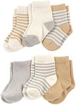 Touched By Nature Boys Organic Cotton Casual Socks, Neutral Stripes, 0-6 Months US