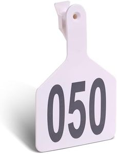 Cattle Ear Tags with 001-050 Numbers Large 1-Piece Z Livestock Ear Tags for Cow Goat Sheep Pig Calves Dog,Animal ID Identification Tag 4.4"x 3",White