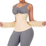 FeelinGirl Womens Hourglass Waist Trainer Workout Waist Trainer Corset Tummy Control Waist Slimmer Shaper Corset Shapewear, Beige, Large