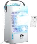 COOLI COOLI PRO-25 Remote Control Silent Mobile Air Conditioner 2025, 1.5L (Water + Ice), 3 Speeds & Modes, Touch, Portable (Mains Plug), 301µL/min, Night Light and Adjustable Timer