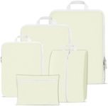 Compression Packing Cubes for Backpack,Suitcase Organiser Bags,Travel Packing Cubes Compression Set,Waterproof Travel Organiser Packing Bags,Packing Cubes for Suitcases Compression(Beige 5 Pack)