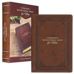 NLT Holy Bible Everyday Devotional Bible for Men New Living Translation, Vegan Leather, Brown Debossed