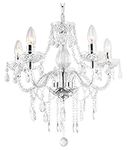 T&S 5 Light Chandelier,Pendant Lamp,Chrome,Clear.Acrylic Bedroom Living Room Ceiling Light … (Chrome) (Clear) (200)