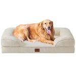 EHEYCIGA Memory Foam Orthopedic Dog Bed XL with Sides, 112cm Waterproof Liner Dog Beds for Extra Large Dogs, Non-Slip Bottom and Egg-Crate Foam Big Dog Couch Bed with Washable Removable Cover, Beige