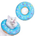 Pet Protective Collar,Adjustable Donut Cat Recovery Collars Cute Soft Cone,Pets Neck Elizabethan Collar Anti-Bite Lick Surgery Wound Healing for Cats Dogs(M) (blue)