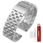 18mm Silver Watch Strap Top Grade Stainless Steel Bracelet Watch Bands for Womens - Deployment Clasp - Girls Watch Bands Metal