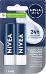 NIVEA MEN Active Lip Balm, (2 X 4.8