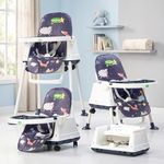 Baybee 4 in 1 Convertible High Chair for Kids | Foldable Baby Feeding Chair with Safety Harness, Adjustable Tray, Booster Seat | Easy to Clean, Portable Dining Chair (Navy Blue)