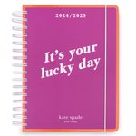 Kate Spade New York Daily Planner 2024-2025, Large Planner August 2024 - December 2025, Hardcover Spiral Planner, Weekly Planner with Monthly Calendar, Stickers, & Pockets (Your Lucky Day)