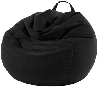 Vivva Stuffed Animal Storage Bean Bag Chair Cover (No Filler),Washable Soft Premium Corduroy Stuffable Bean Bag for Organizing Children Plush Toys or Memory Foam(Black)