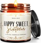 Wax & Wit Best Sweet 16 Gifts for Girls Birthday Candle, Sweet 16 Birthday Gift for Her, Sweet Sixteen Happy Birthday Candle, Sweet Sixteen Gifts, Sweet 16 Candles, Scented with Vanilla Cupcake – 9oz