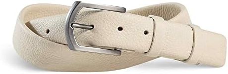 PEGAI Men's Premium Leather Fashion Belt |Top Grain Pebbled Cowhide Leather Belt For Men | Casual Buckle Mens Dress Belt | Preston | Ivory Beige, 46 (fits jeans 44)