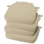 Shinnwa Chair Cushions for Dining Chairs Set of 4 Indoor Seat Cushions for Kitchen Chairs with Ties U Shaped Non Slip Seat Pads for Chairs 17 x 16.5 inches (Natural Linen, 4P)