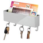 mDesign Key Organiser with Plastic Shelf - Modern Letter Tray with Key Board - Wall Mount Key Holder for The Hallway and Kitchen - Grey