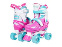 Chicago Skates Girls Adjustable Junior Quad Skates - Pink/White/Teal - Small Sizes J10-J13