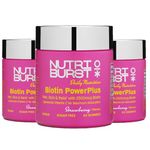 Nutriburst Biotin Power Plus Multipack - Biotin (2500mcg) + Liposomal Vitamin C for Healthy Hair & Glowing Skin - Strawberry Flavour - 3 x 60 Gummies / 3 Month Supply - Suitable for Vegans