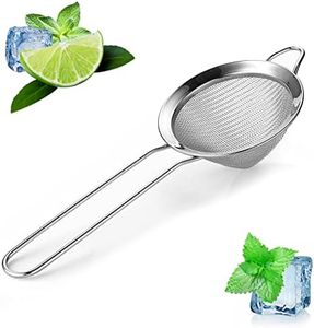 Mesh Cocktail Strainer - 9 Inches Mini Mesh Strainer with Handle, Durable and Lightweight Stainless Steel, Easy to Use and Clean, Dishwasher Safe, Good as Coffee Dripper and Baking Sifter