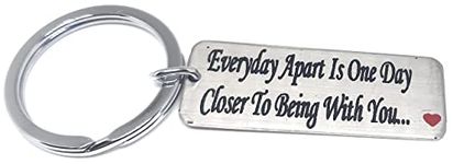 Aura Sweet Message Long Distance Relationship LDR Romantic Gift Keyring For Husband Wife Fiancee Girls Boys Friends Valentines Day Birthday Anniversaries Steel Silver Keychain