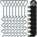 Jump Tastic Trampoline Anchors - 8 Pcs Trampoline Stakes and Straps, Anti-Rust, High Wind Heavy Duty, Spiral Shaped