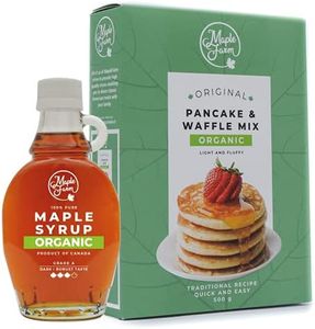 MapleFarm - Sciroppo d'acero BIOLOGICO 189 ml e preparato per pancake BIOLOGICO 500 g. Set da 2 pezzi.