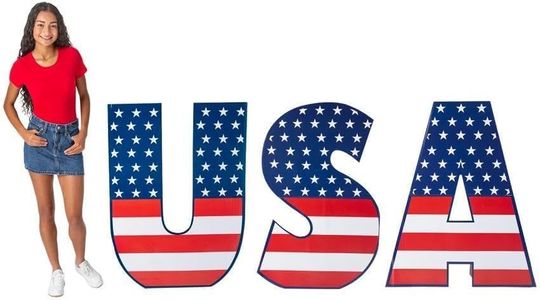 Fun Express 48" Patriotic USA Stars & Stripes Cardboard Cutout Stand-Ups – 3 Pieces