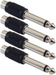 GLS Audio Store RCA to 1/4 TS Adapter - RCA Female to 1/4 Inch Male Mono TS Plug Adapter - All Metal Connectors with High Grip Treads - 4 Pack﻿