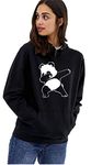 Hustle Bustle Women's Cotton Hooded Hoodie (PANDA DAB PANDA hoodie for Women's_Black_XX-Large)