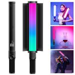 ULANZI VL360 Upgrade 38W RGB Handheld Light Wand LED Video Light Stick with Barndoor, 360°Full Color 2500K-10000K CRI94+ Photography Tube Lighting Stick with 20 Preset Scenes 3400mAh Battery