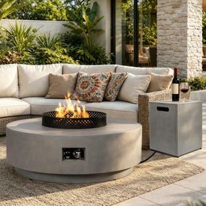 Gas Fire Pits for Outside Patio, 42 Inch 3-PC Propane Fire Pit Table