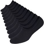 WANDER No Show Socks 10 Pack Cotton Non Slip Low Cut Invisible Loafer Socks Men&Women Boat Liner(10 Pairs Black, Sock Size:6-8)