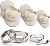 MUMSUNG Dumpling Maker, Empanadas press mold maker Set with Dough Cutter, Dumpling Mold Set for Pierogi, Pastelitos, Calzone, Turnovers, Chinese Dumpling White 3sizes (4"+3"+2.6")